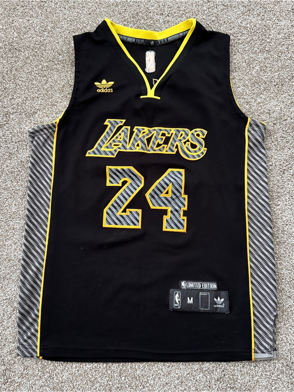 adidas Black and Yellow Lakers #24 Basketball Jersey